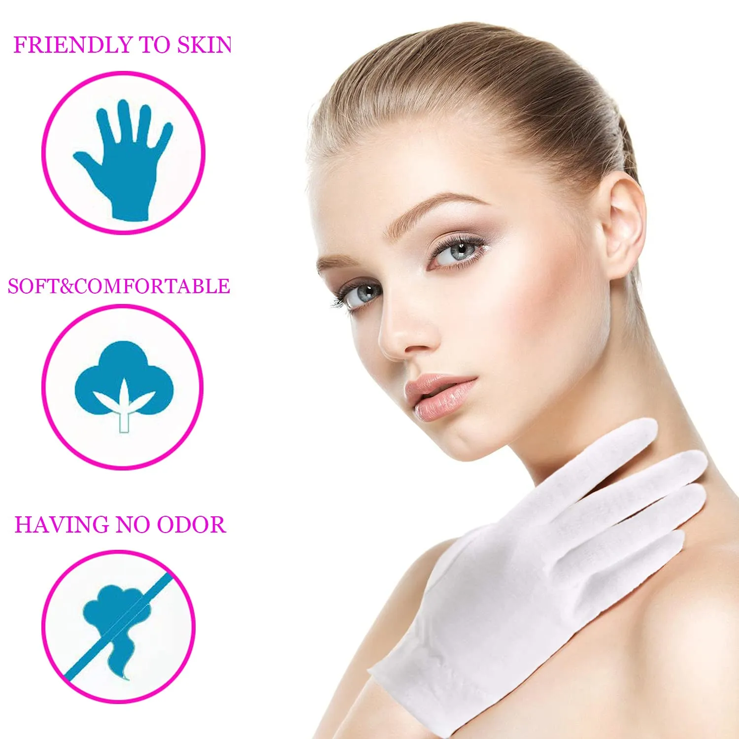 100% Cotton Gloves for Eczema,1 Pairs White Cotton Moisturizing Gloves Over Night Bedtime | Cosmetic Inspection Premium Cloth Quality | Dry Sensitive Irritated Skin Spa Therapy Secure Wristband 1 Pairs