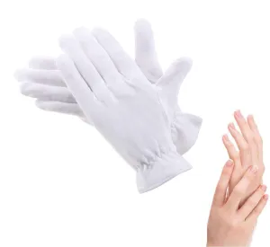 100% Cotton Gloves for Eczema,1 Pairs White Cotton Moisturizing Gloves Over Night Bedtime | Cosmetic Inspection Premium Cloth Quality | Dry Sensitive Irritated Skin Spa Therapy Secure Wristband 1 Pairs