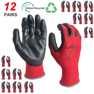 12 Pairs CE Certified Work Gloves - Durable & Protective