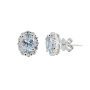 18K White Gold 1.42ct Aquamarine and Diamond Earring - 20752225