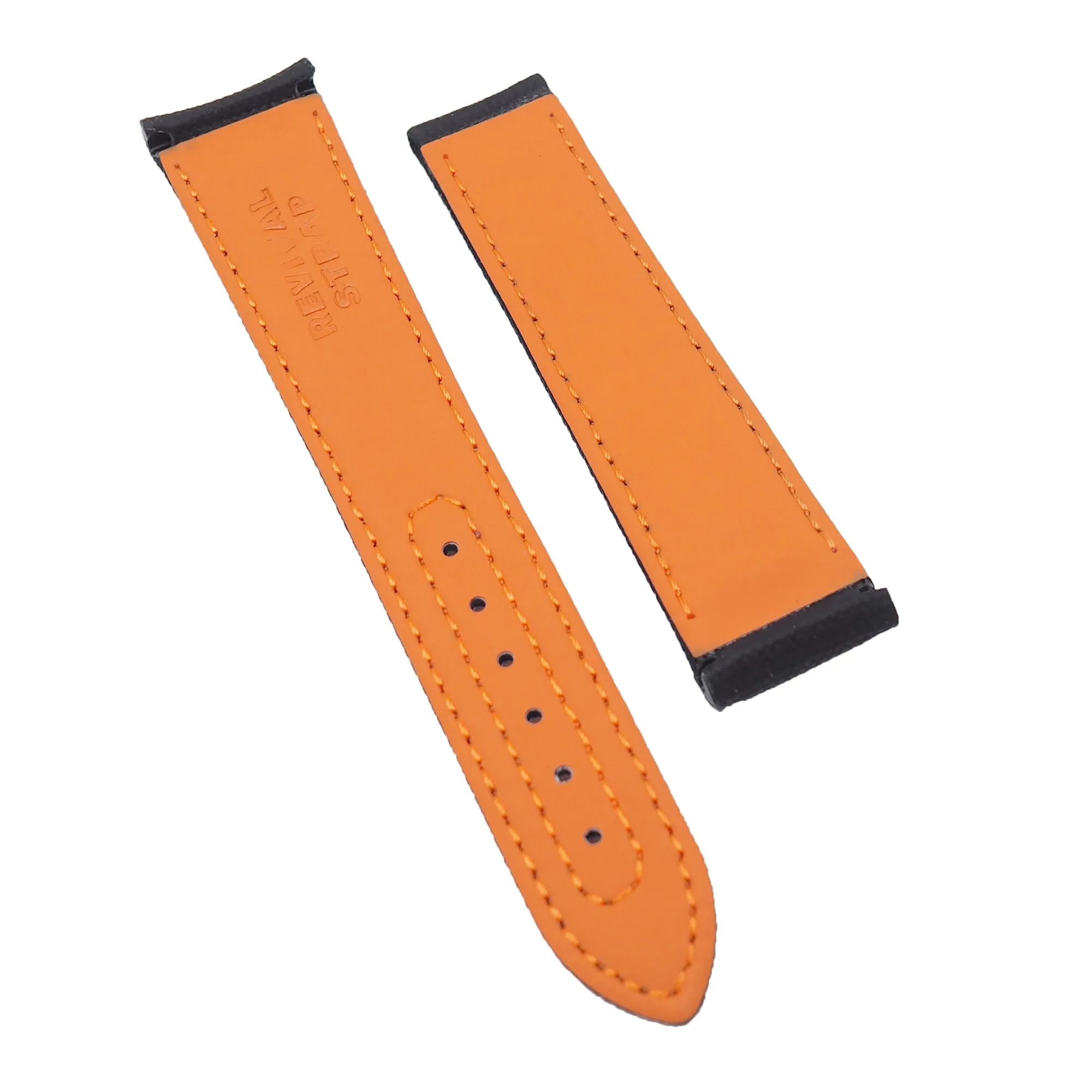 21mm Curved End Black Nylon Watch Strap For Omega, Orange Stitching