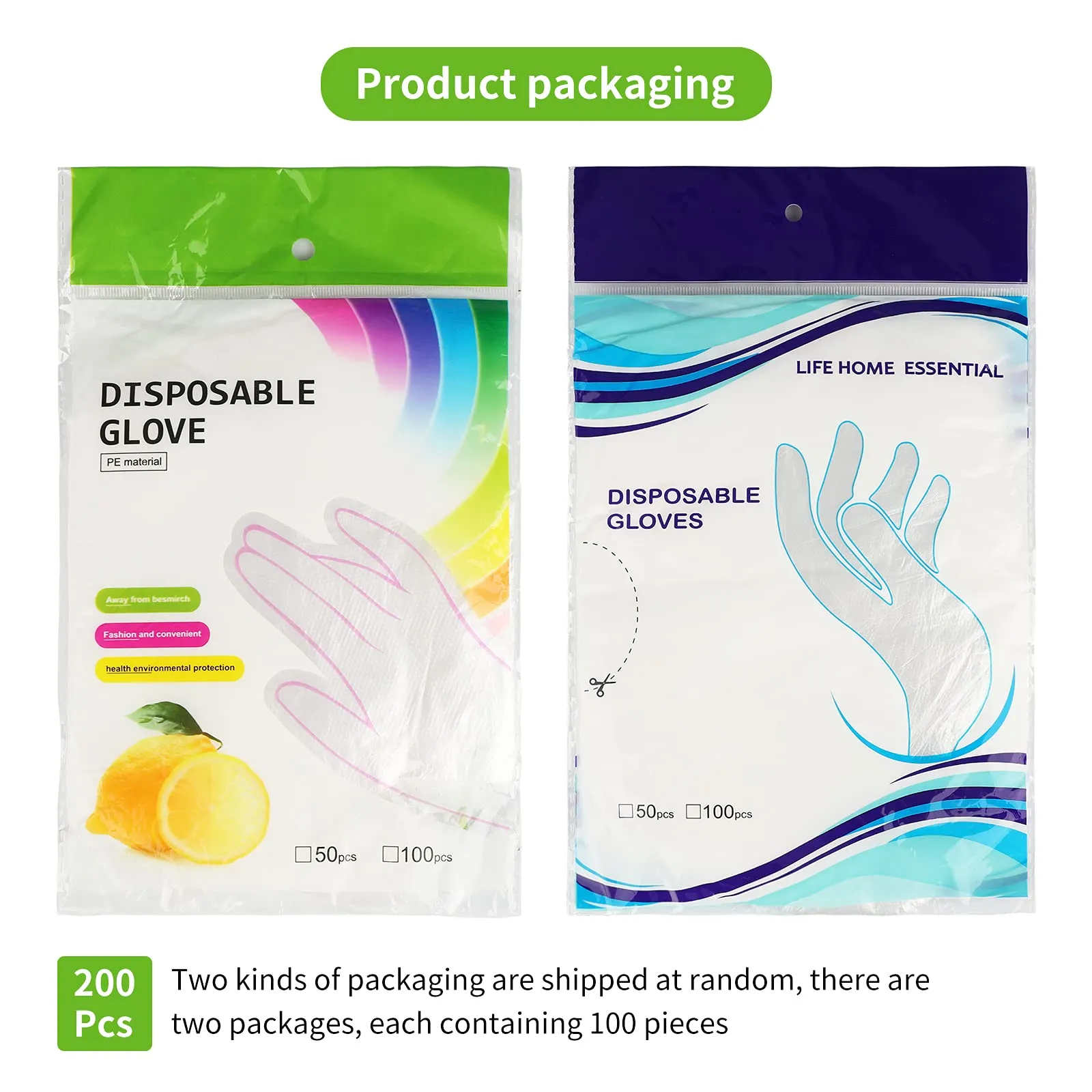 500PCS Thick Large Disposable PE Gloves, Multi Purpose Plastic Hand Gloves, Cleaning Disposable Glove for Kitchen and Garden