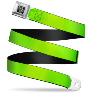 BD Wings Logo CLOSE-UP Full Color Black Silver Seatbelt Belt - Neon Green Webbing