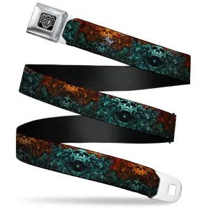 BD Wings Logo CLOSE-UP Full Color Black Silver Seatbelt Belt - TJ-Ornament Skull Webbing
