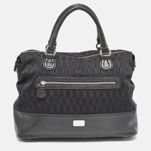 Black Monogram Canvas and Leather Front Pocket Tote