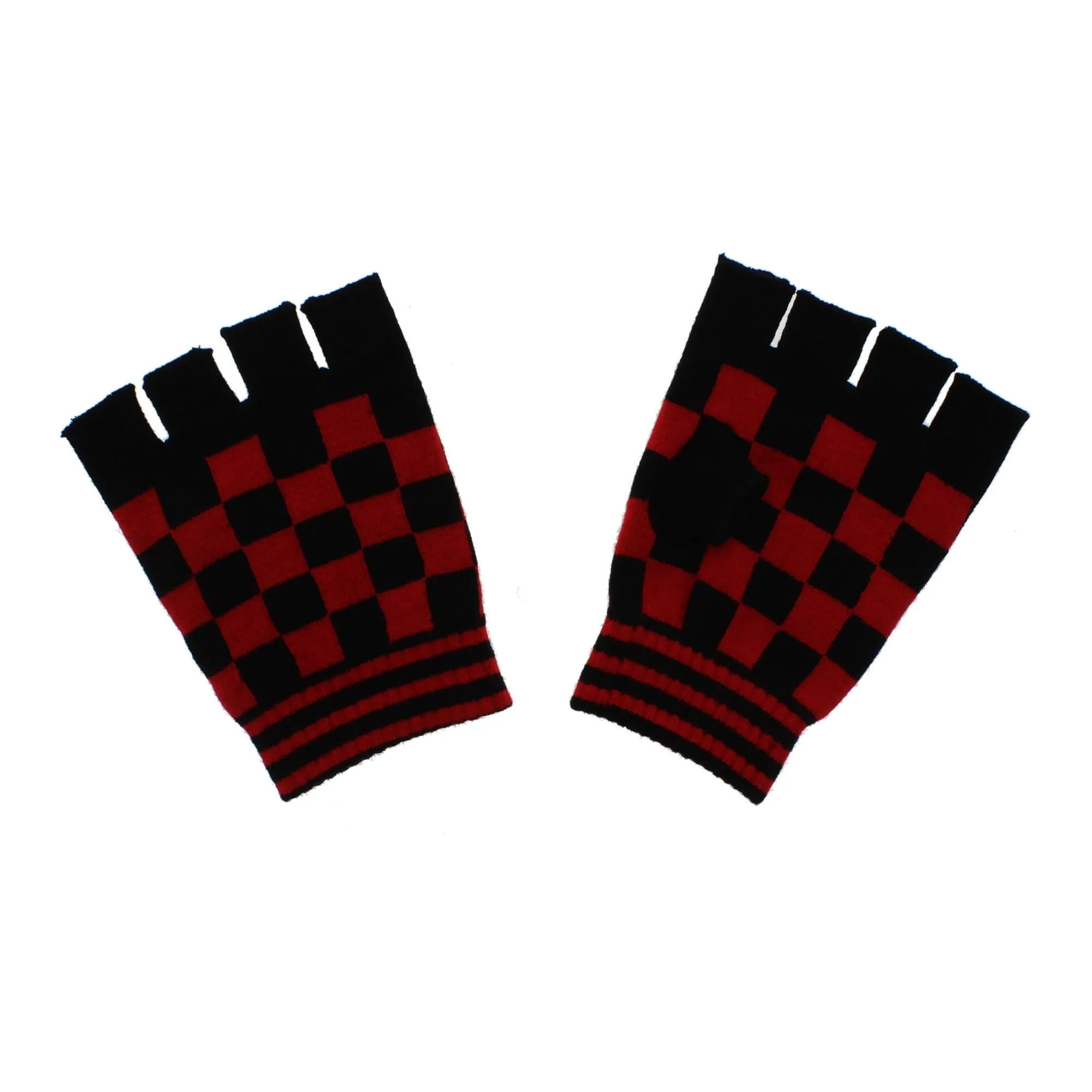 Checkered Short Fingerless Gloves
