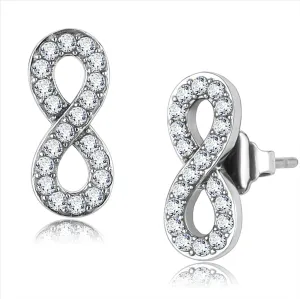 CJ3475 Wholesale Women's Stainless Steel High polished AAA Grade CZ Clear Infinite Earrings