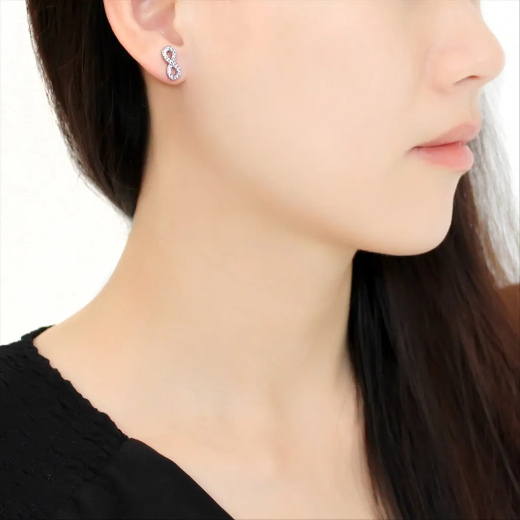 CJ3475 Wholesale Women's Stainless Steel High polished AAA Grade CZ Clear Infinite Earrings