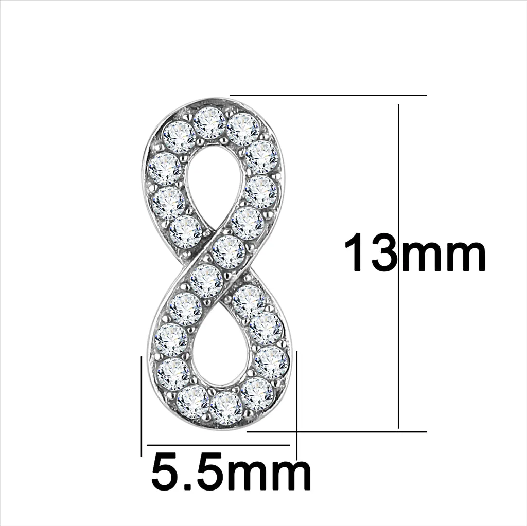 CJ3475 Wholesale Women's Stainless Steel High polished AAA Grade CZ Clear Infinite Earrings