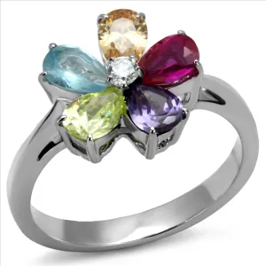 CJE2867 Wholesale Stainless Steel AAA Grade CZ Floral Ring