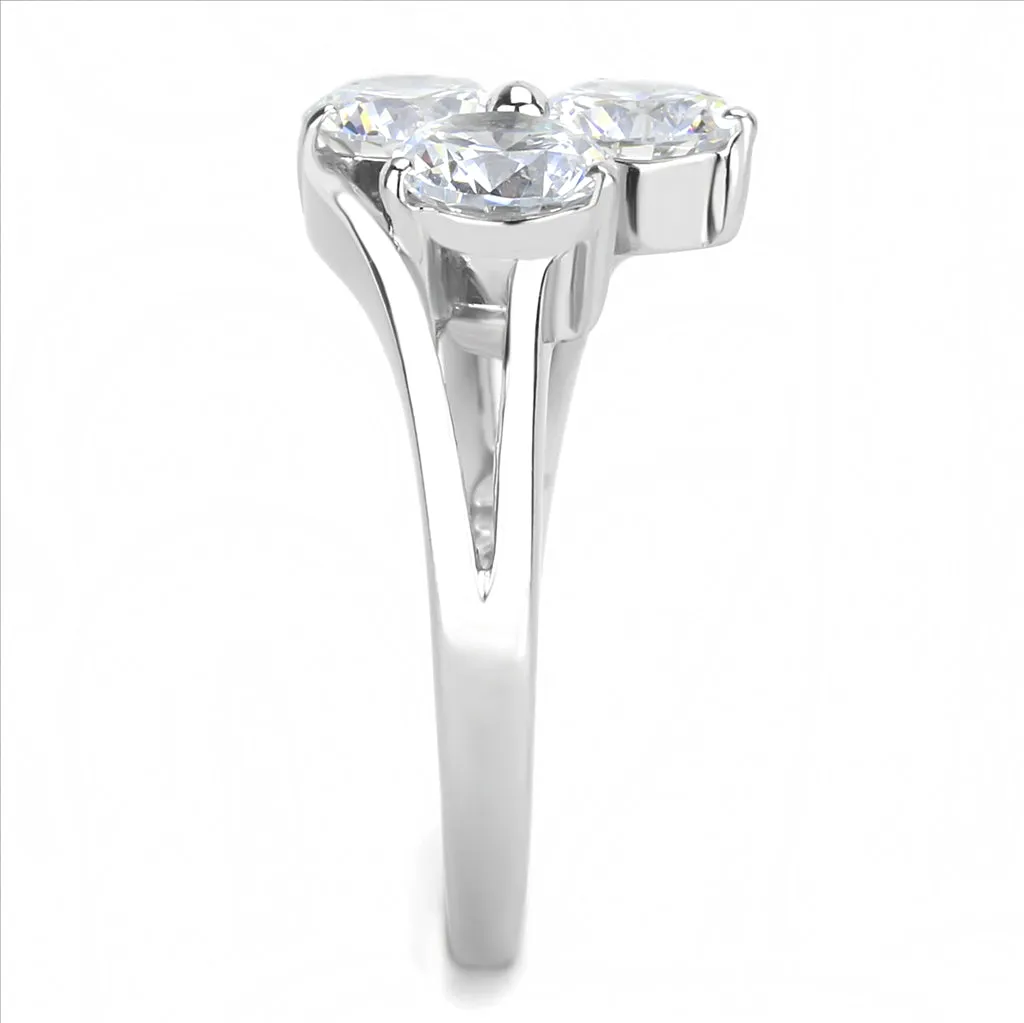 CJE3430 Wholesale Women's Stainless Steel Clear Triple AAA Grade CZ Stone Ring