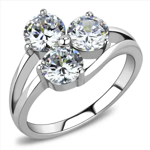 CJE3430 Wholesale Women's Stainless Steel Clear Triple AAA Grade CZ Stone Ring