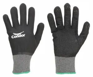 CONDOR Coated Gloves, Medium, Nitrile Dotted Palm, Gray