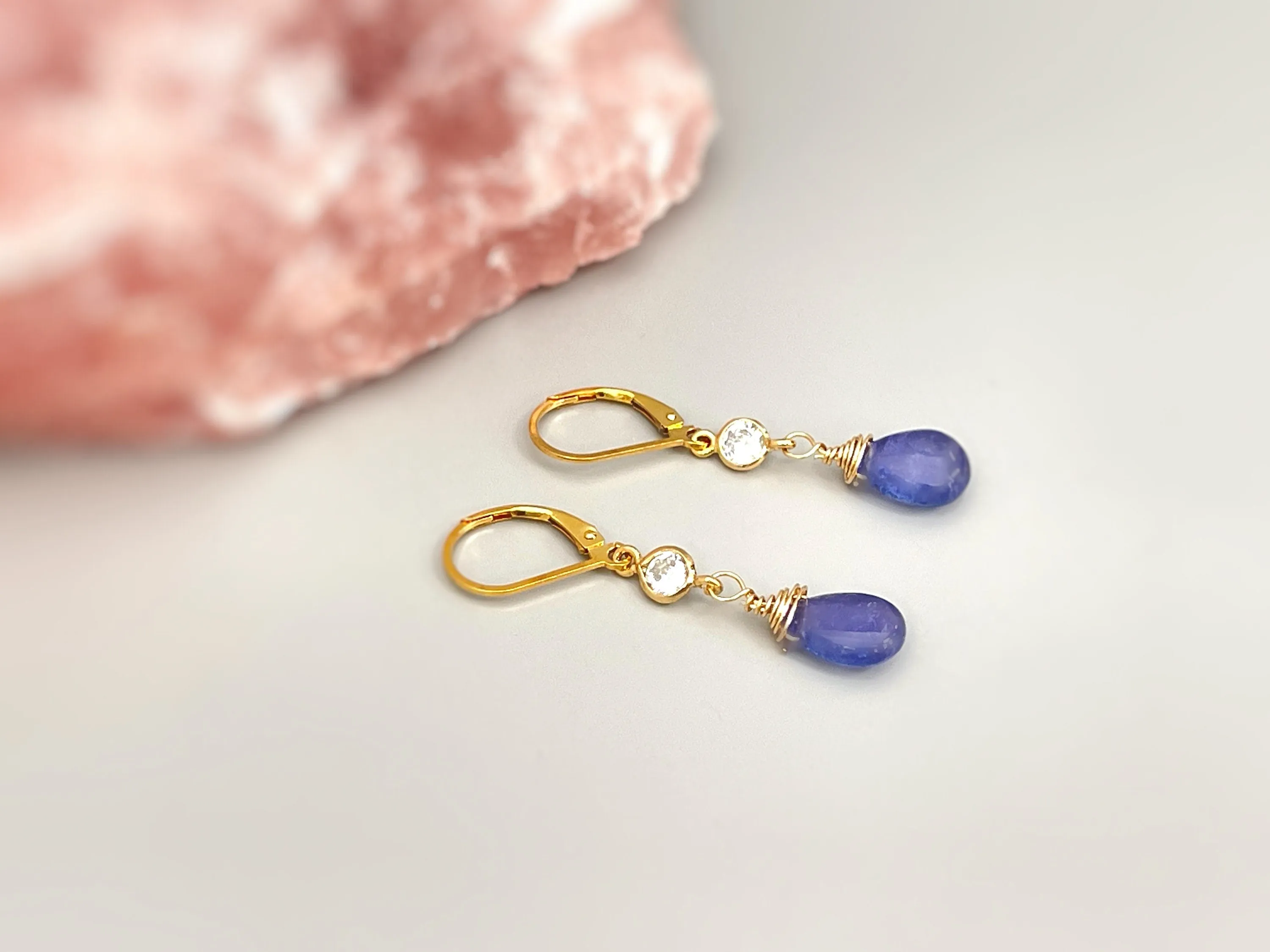 Dainty Tanzanite Earrings dangle