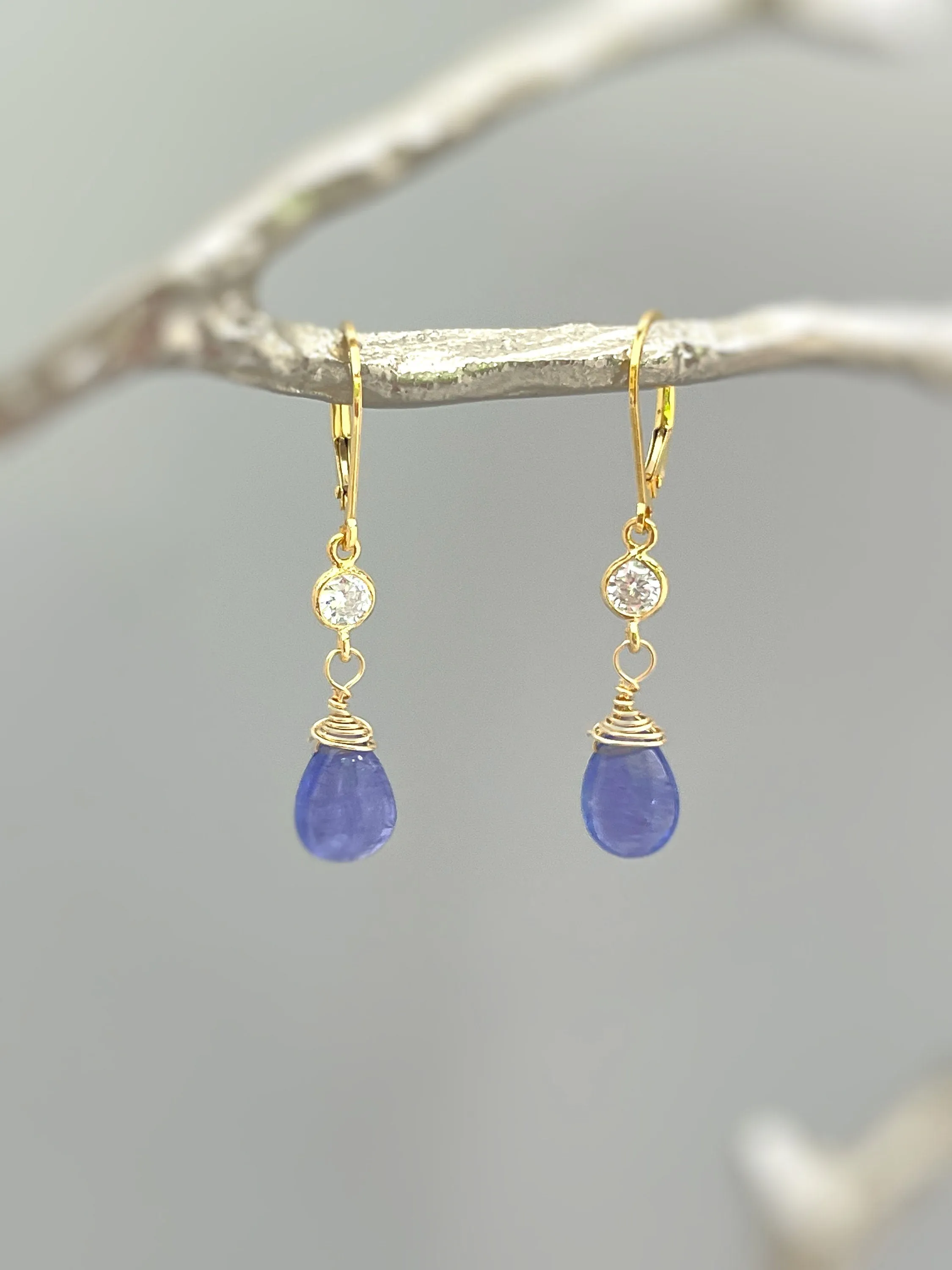 Dainty Tanzanite Earrings dangle