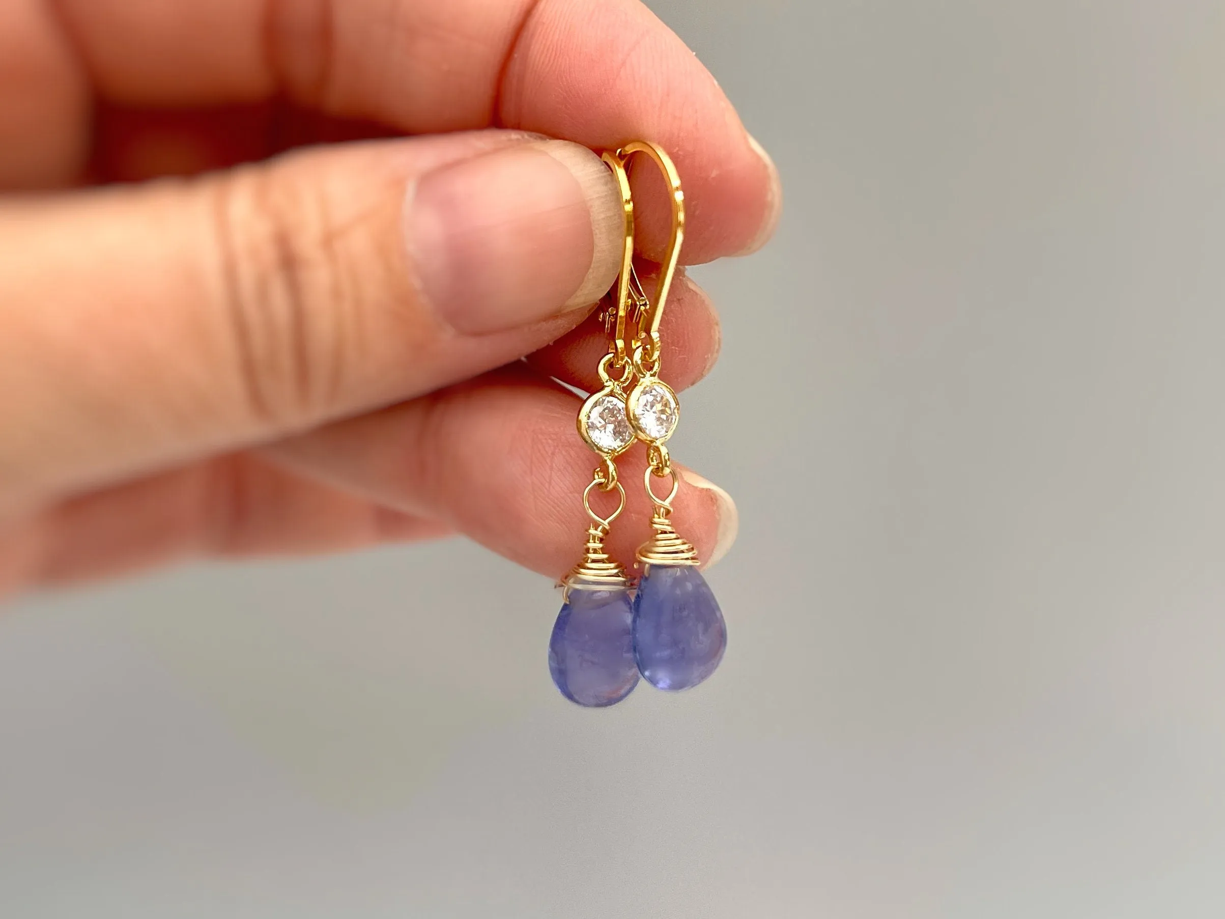 Dainty Tanzanite Earrings dangle