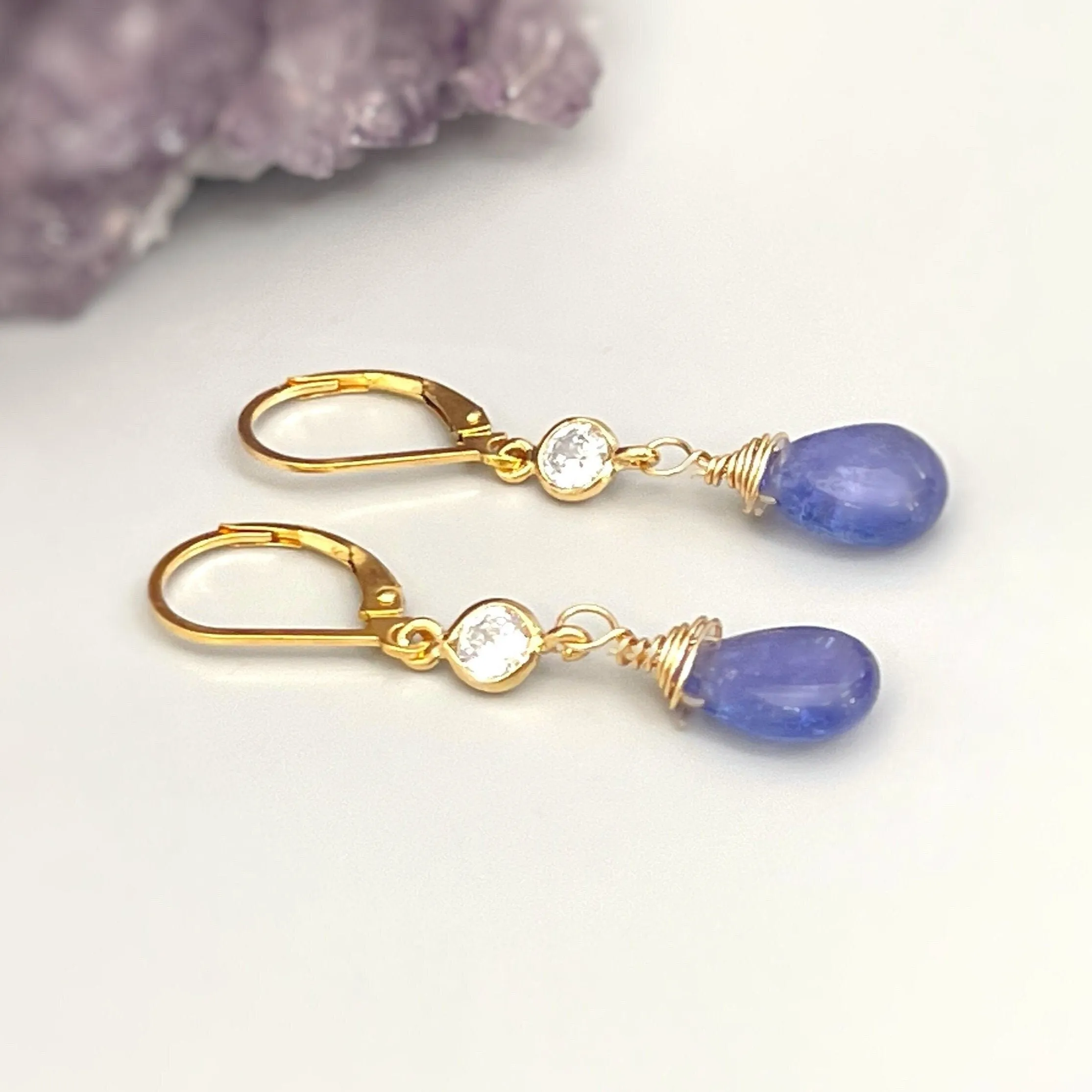 Dainty Tanzanite Earrings dangle