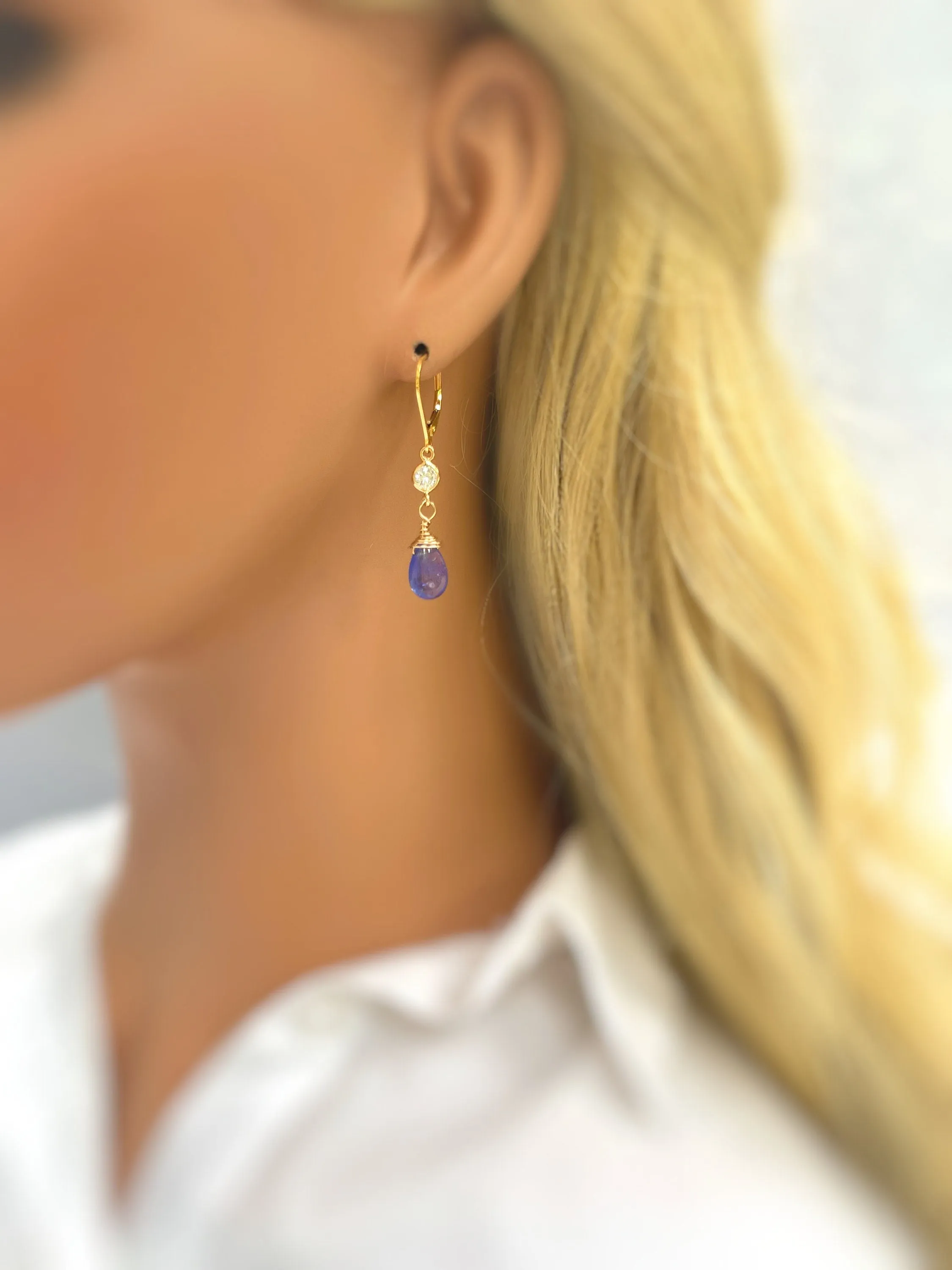 Dainty Tanzanite Earrings dangle