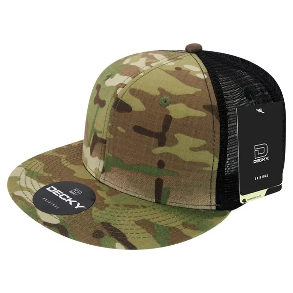 Decky 6307 - MultiCam High Crown Trucker Hat, Camo Flat Bill Trucker Cap - CASE Pricing
