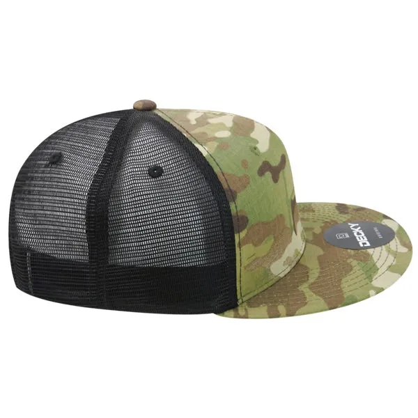 Decky 6307 - MultiCam High Crown Trucker Hat, Camo Flat Bill Trucker Cap - CASE Pricing
