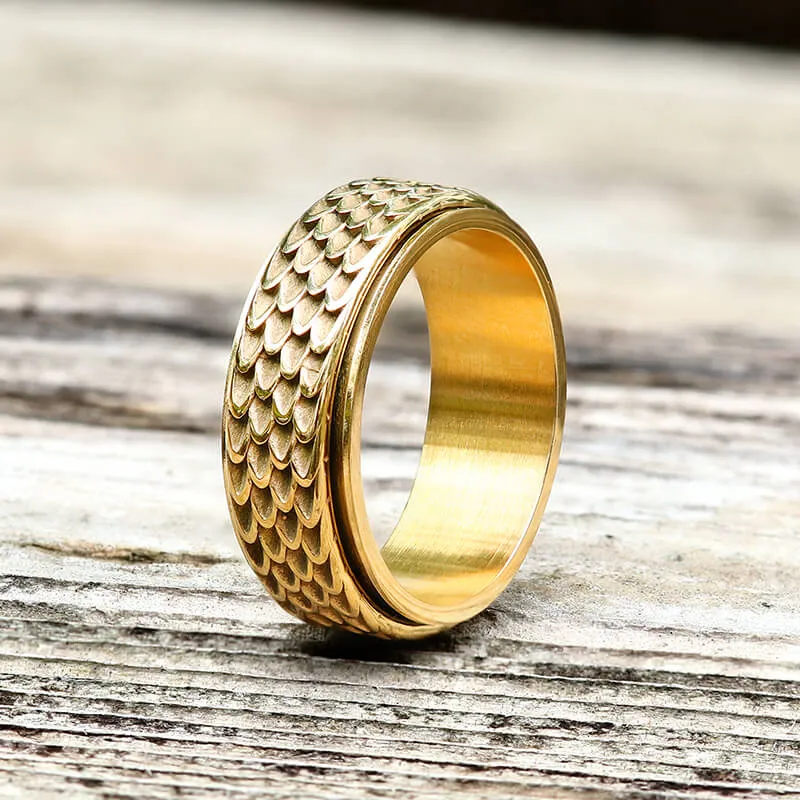 Dragon Scale Stainless Steel Spinner Ring