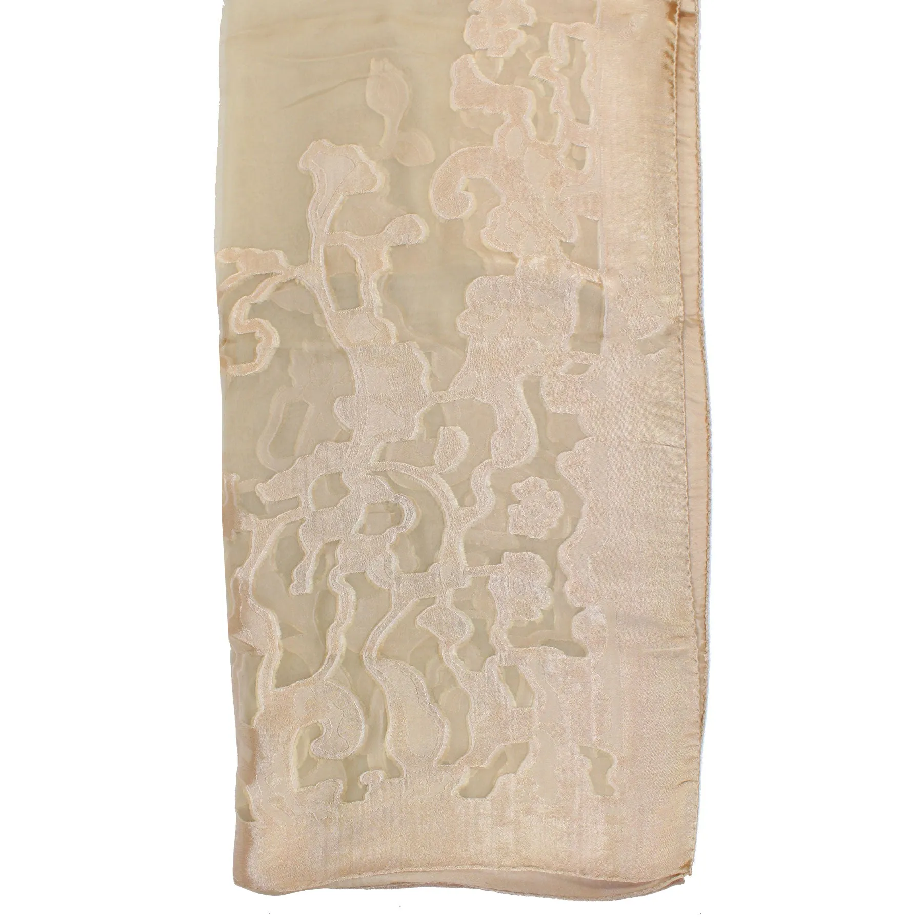 Elie Saab Scarf Taupe-Beige Laced Design - Chiffon Silk Shawl SALE