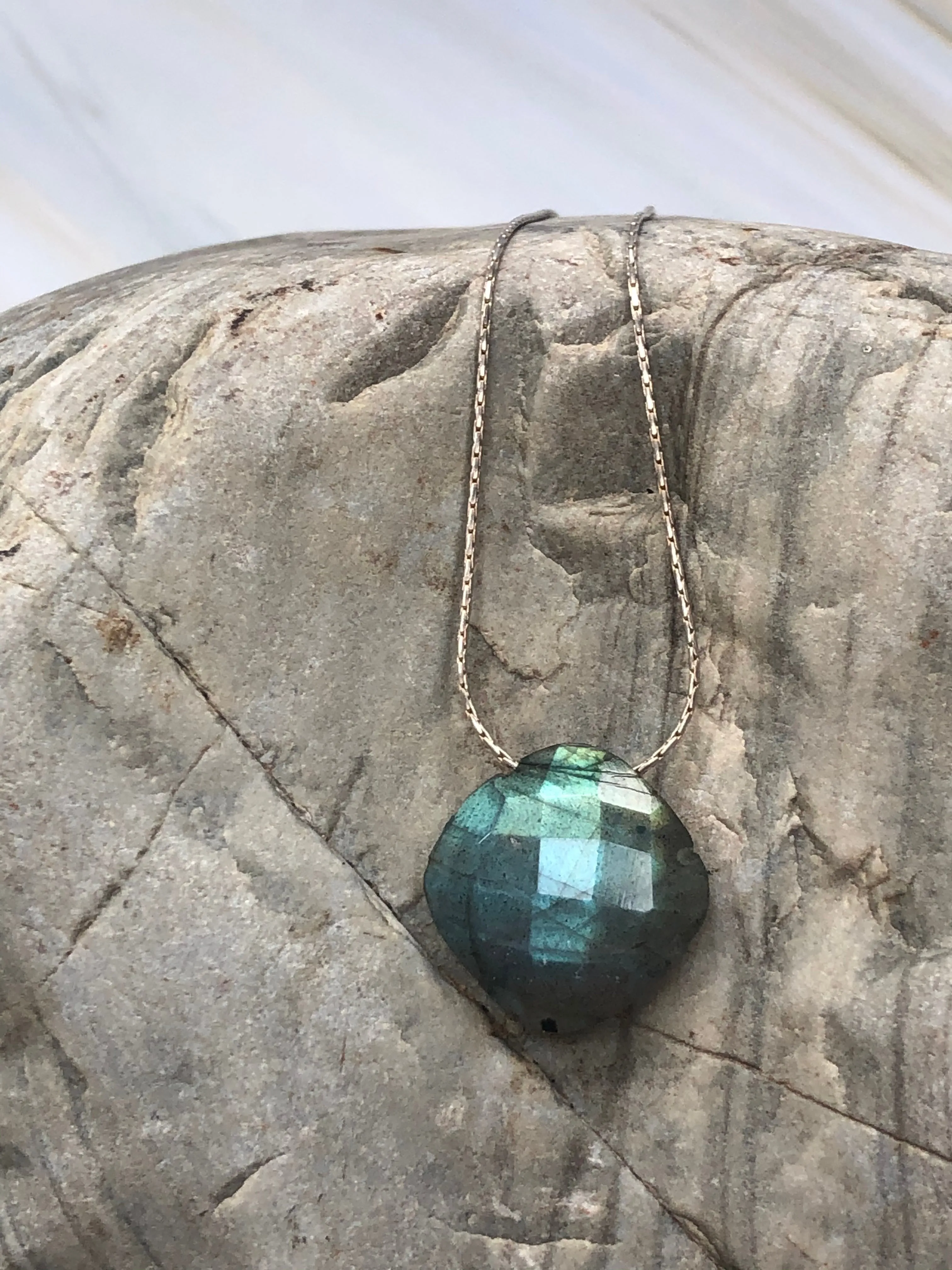 Faceted Labradorite Solitaire Necklace