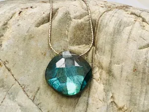 Faceted Labradorite Solitaire Necklace