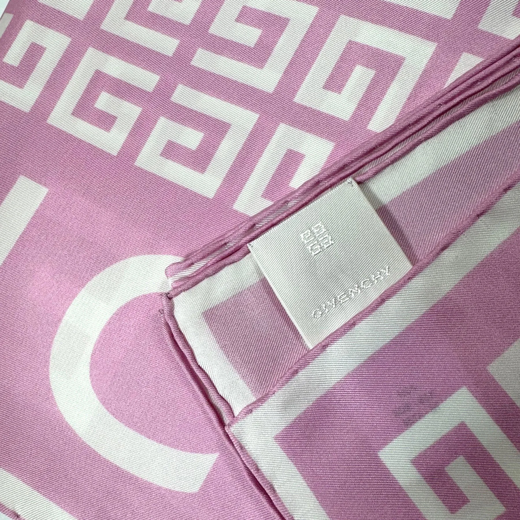 Givenchy Scarf Pink 4G Design - Square Twill Silk Foulard SALE