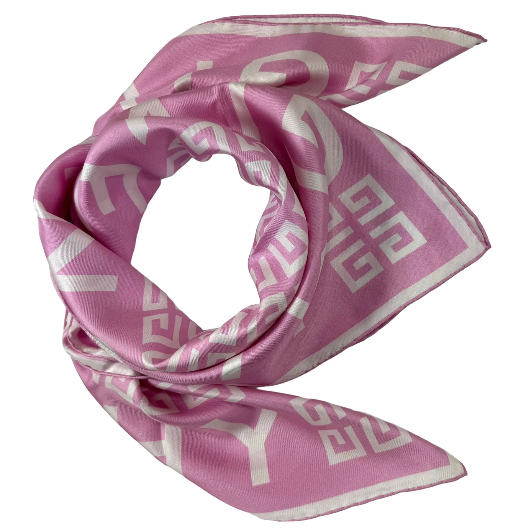 Givenchy Scarf Pink 4G Design - Square Twill Silk Foulard SALE