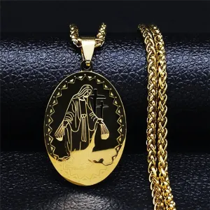 Hip Hop Goddess Stainless Steel The Madonna Necklaces Women/Men Gold Color Necklaces