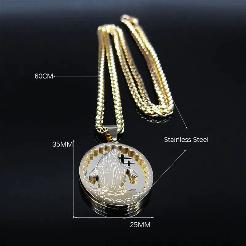 Hip Hop Goddess Stainless Steel The Madonna Necklaces Women/Men Gold Color Necklaces