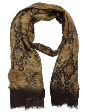Kiton Cashmere Scarf Brown Olive Design SALE