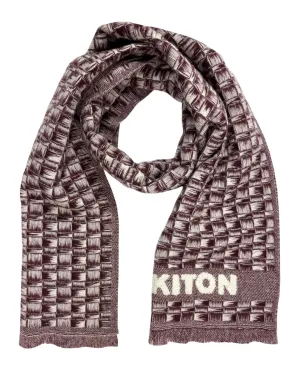 Kiton Cashmere Scarf Maroon Basketweave - Men Luxury Shawl SALE