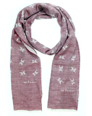 Kiton Scarf Maroon Gray K Logo Design - Wool Silk Shawl SALE