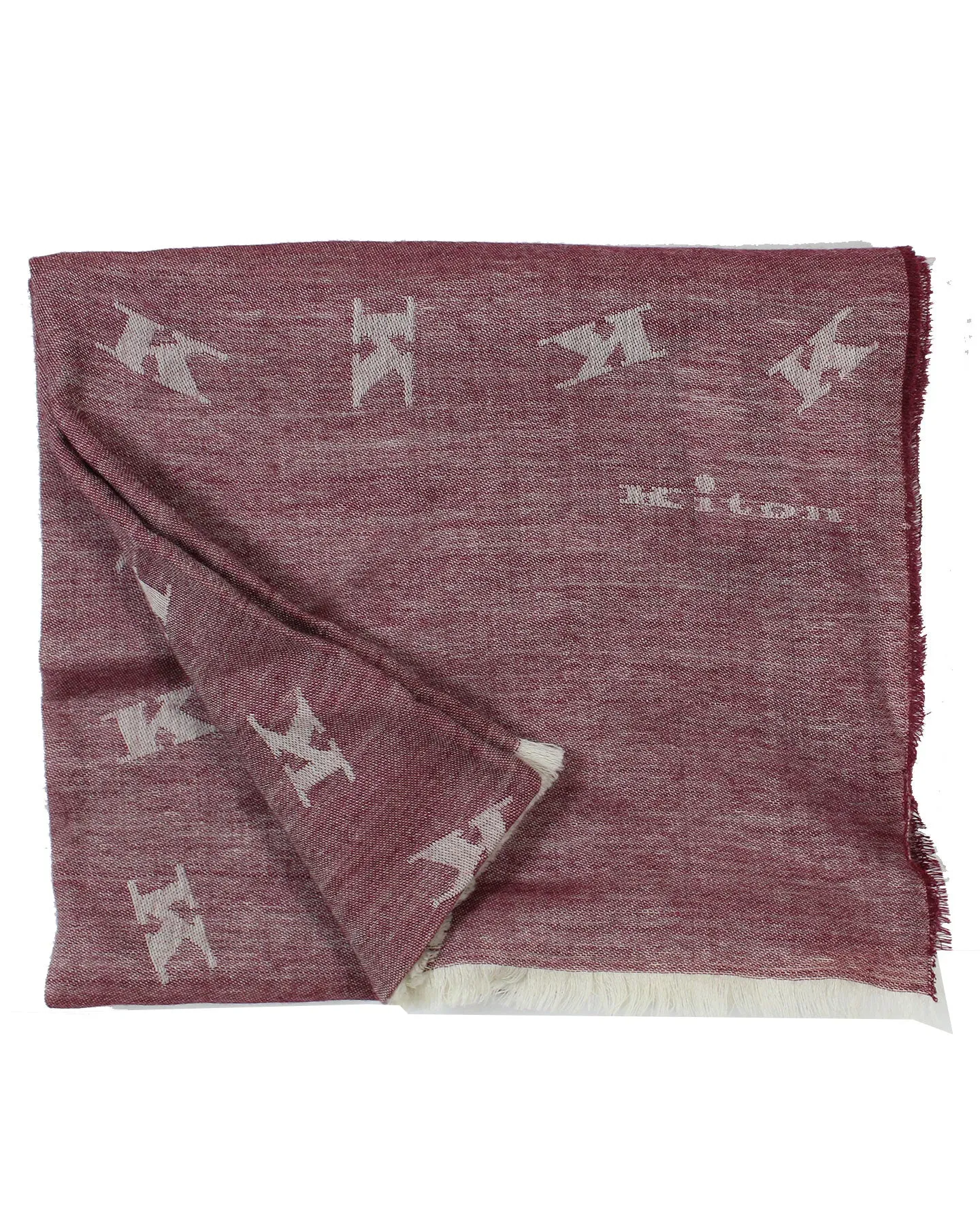 Kiton Scarf Maroon Gray K Logo Design - Wool Silk Shawl SALE