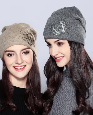 Knitted Rhinestones Beanie