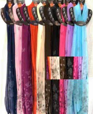 light weight solid color scarves w/polka dots Case of 60