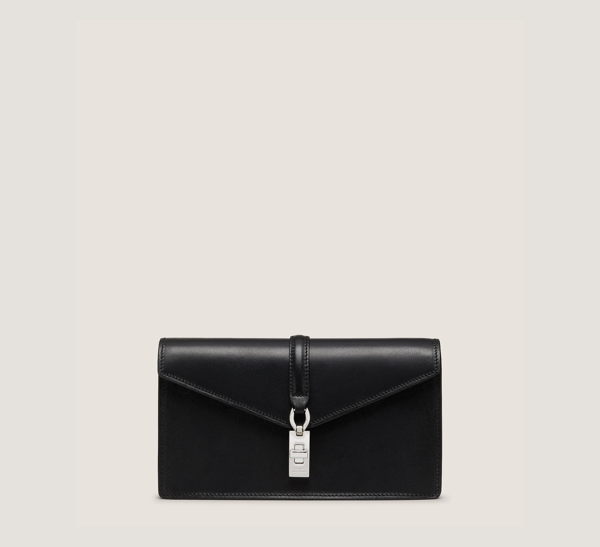 Milan Loveletter Clutch Handbags, Black Smooth Leather, Size: U No Dimension