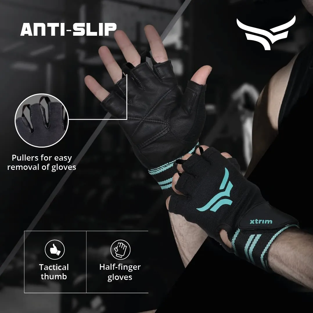 One Size Fits All Unisex Leather Gym Gloves   Gym Gloves for Men and Women (BUY 1 GET 1 FREE )