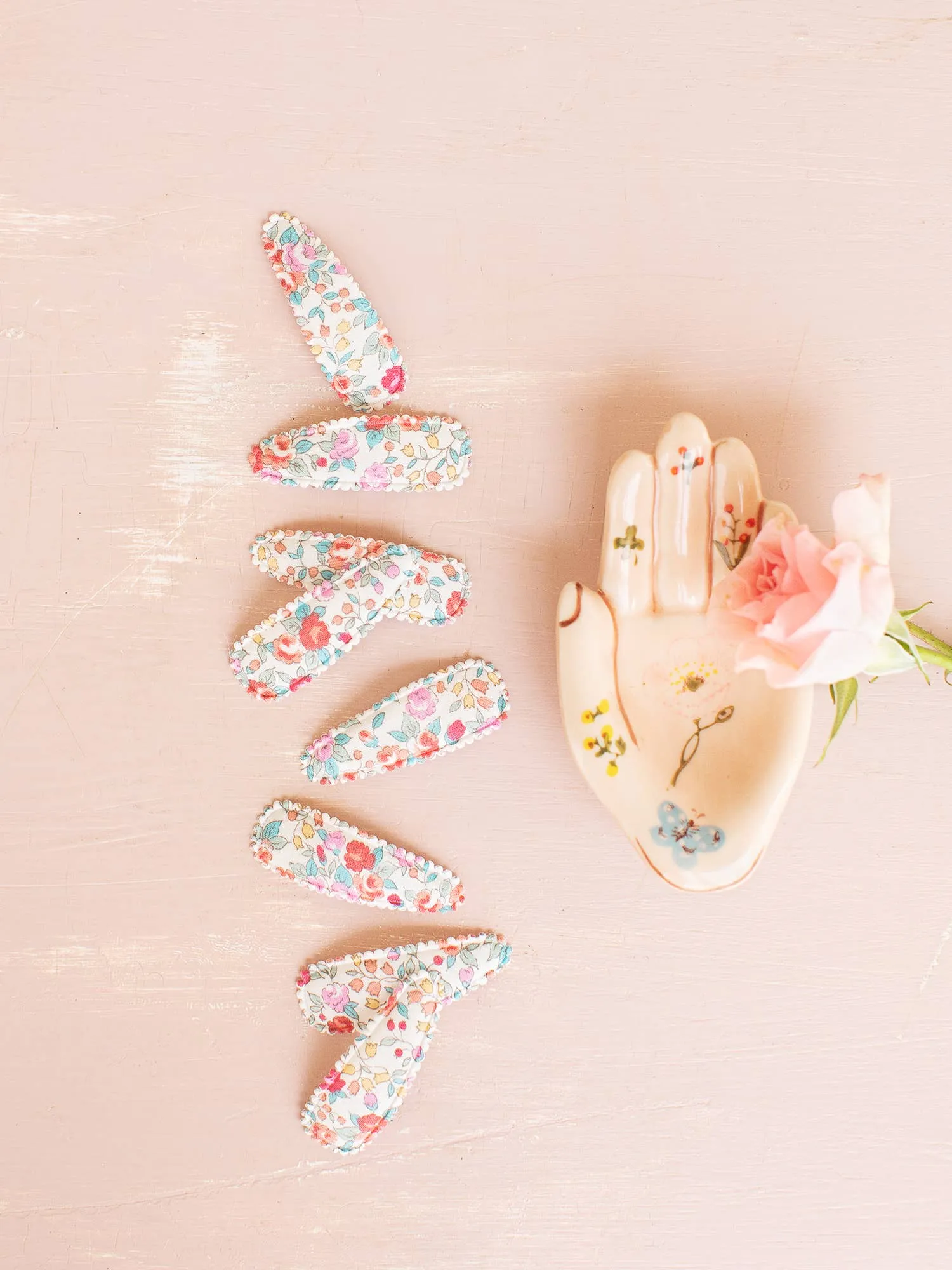 Pink Raised Stitch Fabric Hair Clips