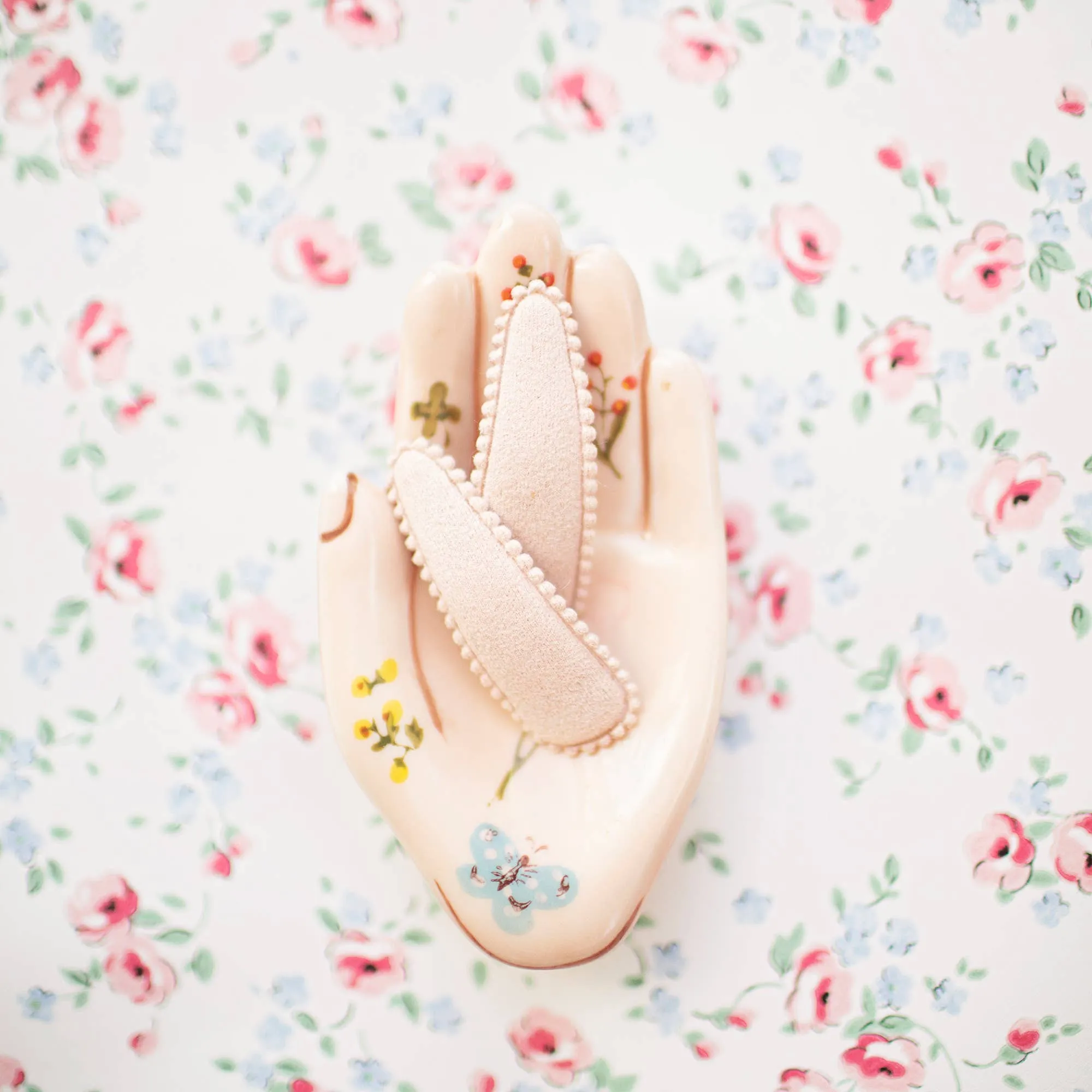 Pink Raised Stitch Fabric Hair Clips