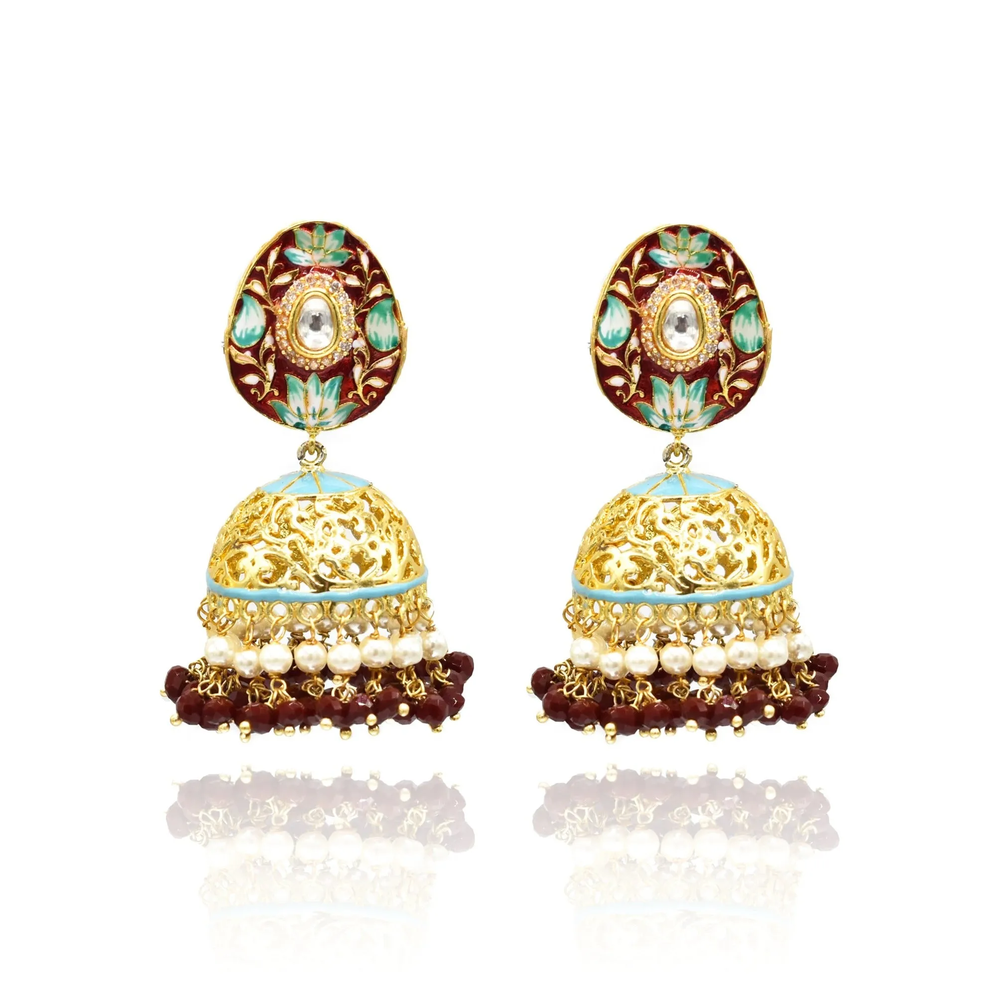 Preethi Meenakari Gold Jhumka