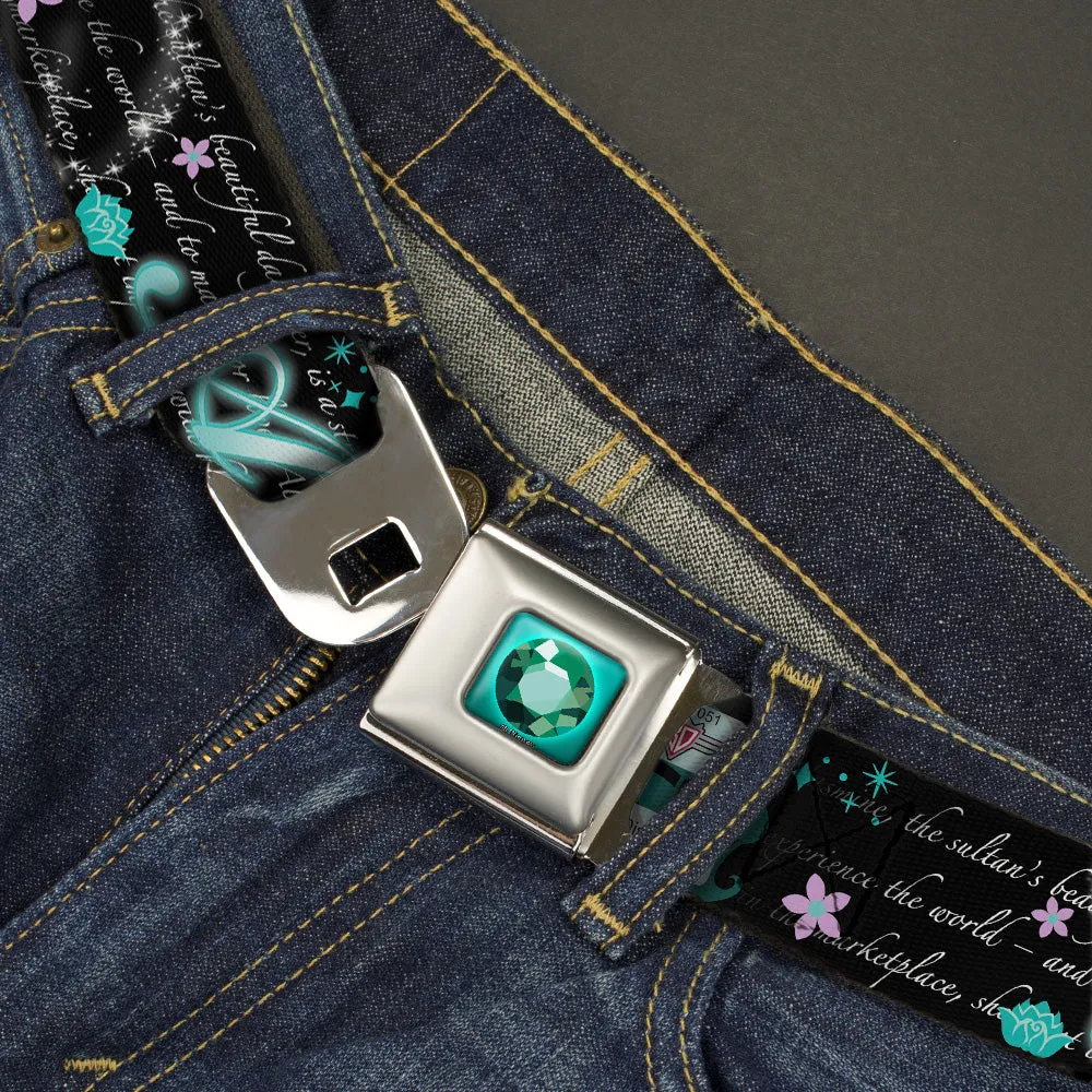 Princess Gem Full Color Turquoise Seatbelt Belt - Aladdin A WHOLE NEW WORLD/Story Script Webbing