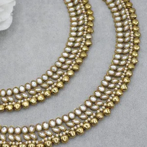 Rajna Bridal Kundan Stone Anklets with Bell detailed Payal