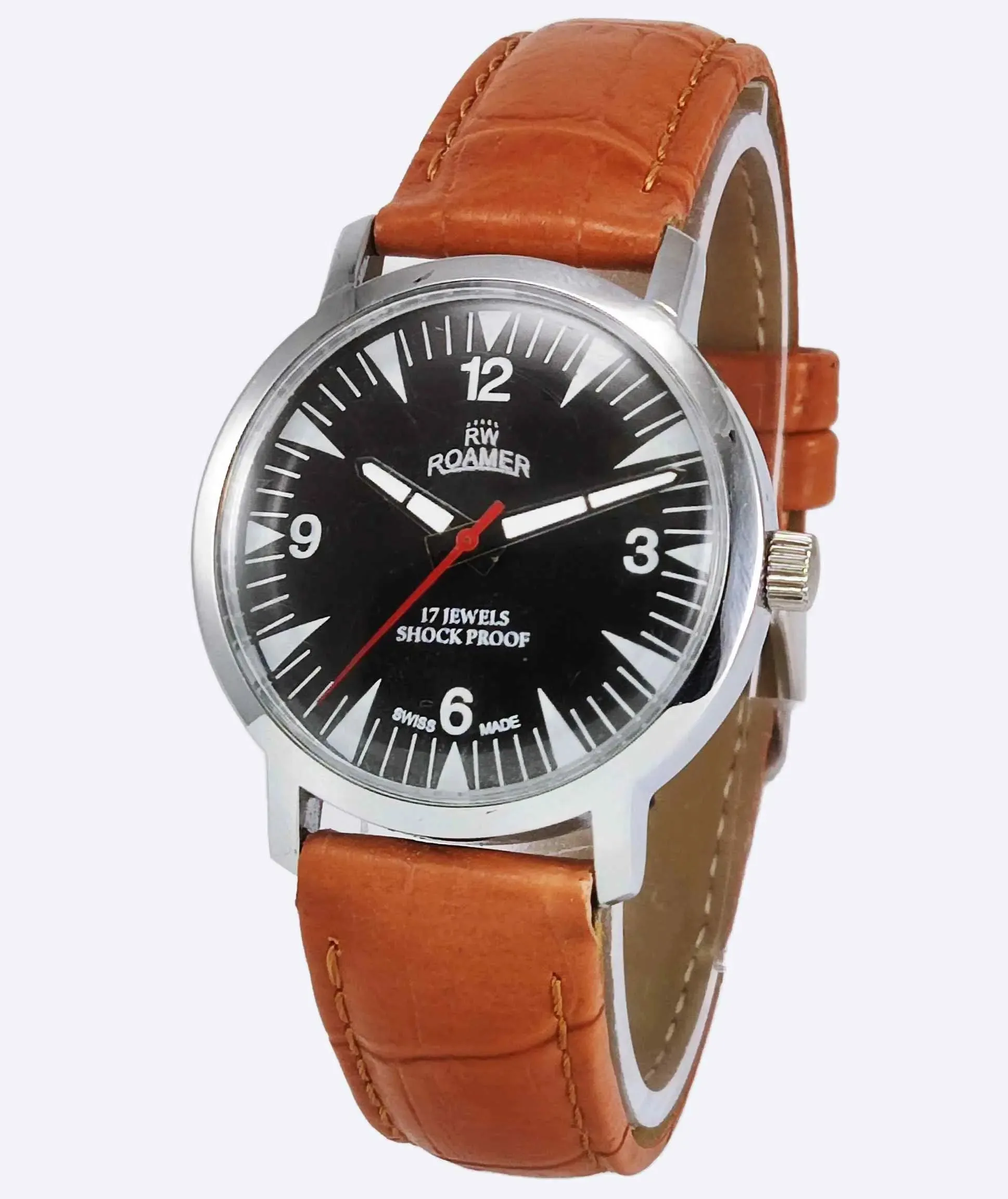 Roamer 17 Jewels Shock Proof Mechanical Handwinding Black Dial Men's Watch