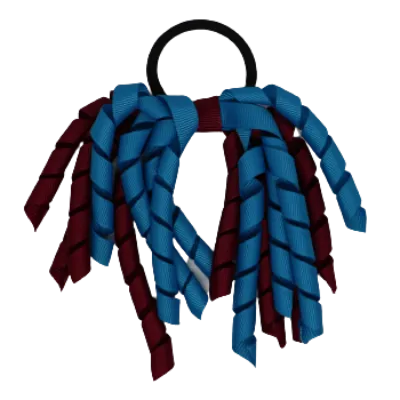 School Hair Accessories Short Curly Ponytail Streamer Hair Tie - Burgundy (28 colours options to pick from)