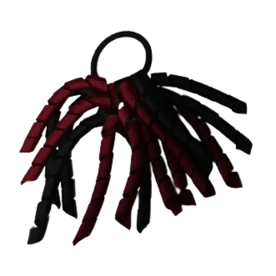 School Hair Accessories Short Curly Ponytail Streamer Hair Tie - Burgundy (28 colours options to pick from)