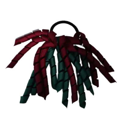 School Hair Accessories Short Curly Ponytail Streamer Hair Tie - Burgundy (28 colours options to pick from)