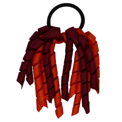 School Hair Accessories Short Curly Ponytail Streamer Hair Tie - Burgundy (28 colours options to pick from)